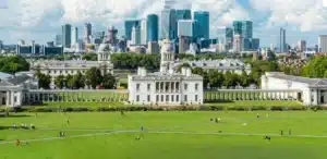 a large white building with a large white building in the background
