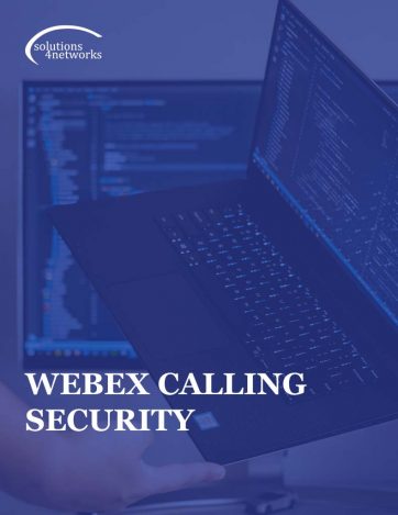 Webex Calling Security graphic with a laptop and hand