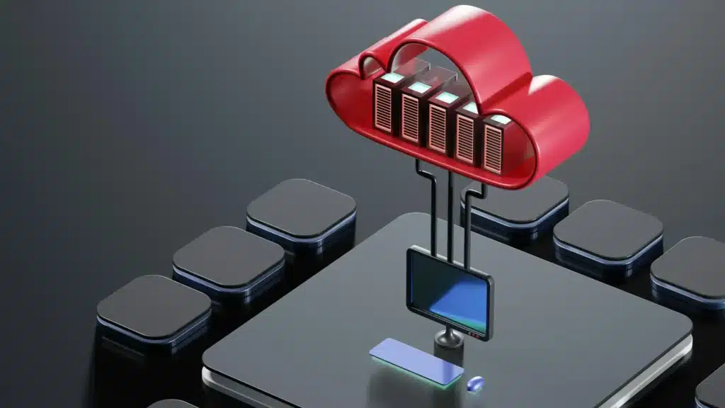 cloud connected to computer screen