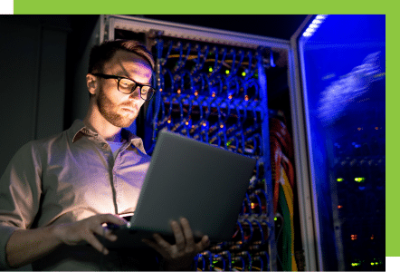 employee setting up network and security compliance automation